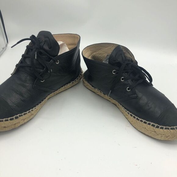 Chanel Black Leather Espadrilles High Top Sneakers CC‎ - Picture 4 of 11